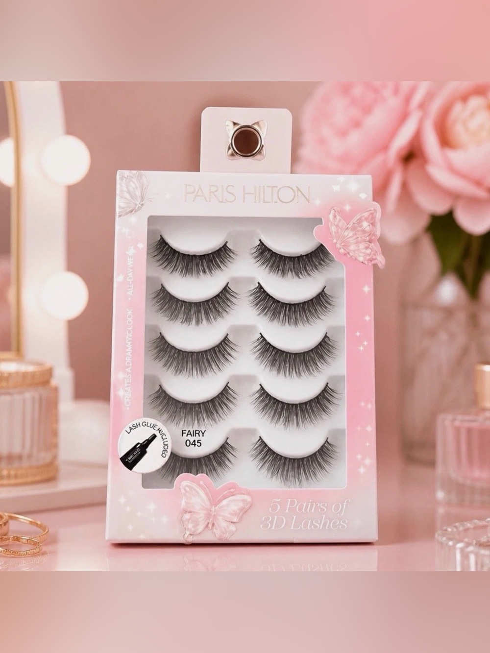 Paris Hilton Fairy 045 5 Pairs 3D False Eyelashes w/ Lash Glue